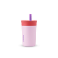 Kids' Tumbler 12oz in Lilac Rocket; soft pink insulated tumbler with coral red lid and purple straw, purple Owala logo on front
